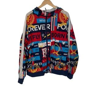 Born Fly Men's 2XL Hooded Jacket Windbreaker Multicolor Streetwear‎ Full Zip